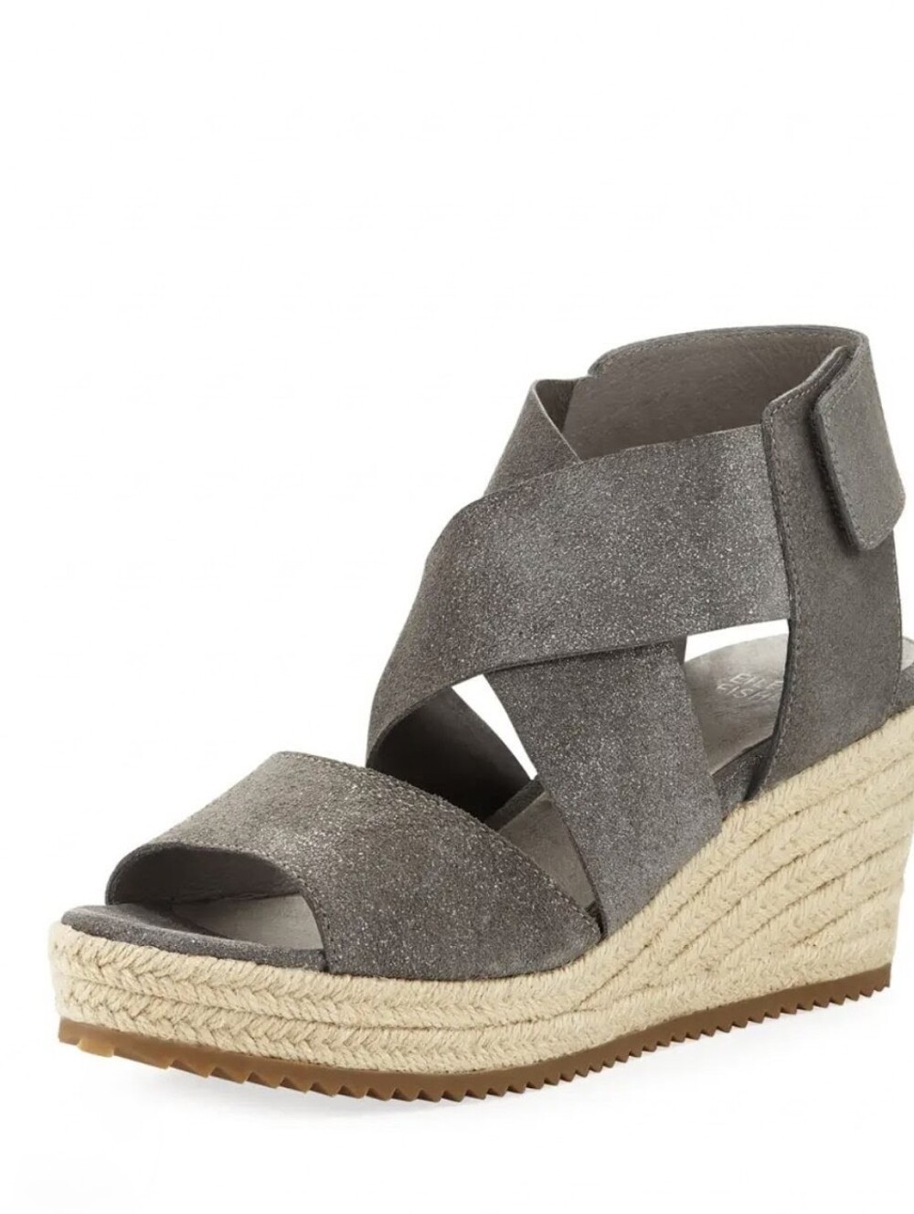 Eileen Fisher Willow Leather Metallic Gray Platform Sandal Open Toe Size 8.5 US